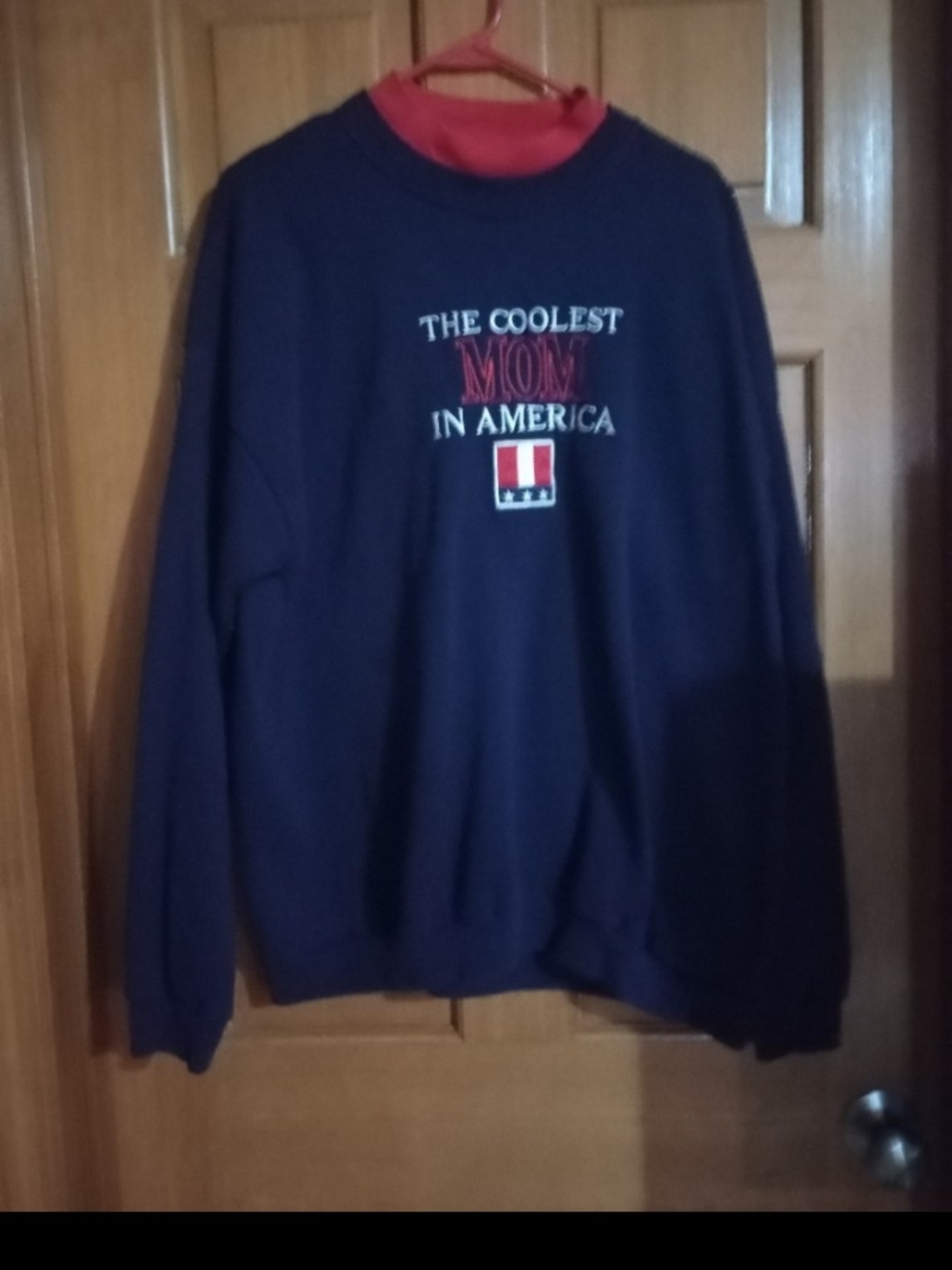Navy 'The Coolest Mom in America' Embroidered Crewneck Sweatshirt